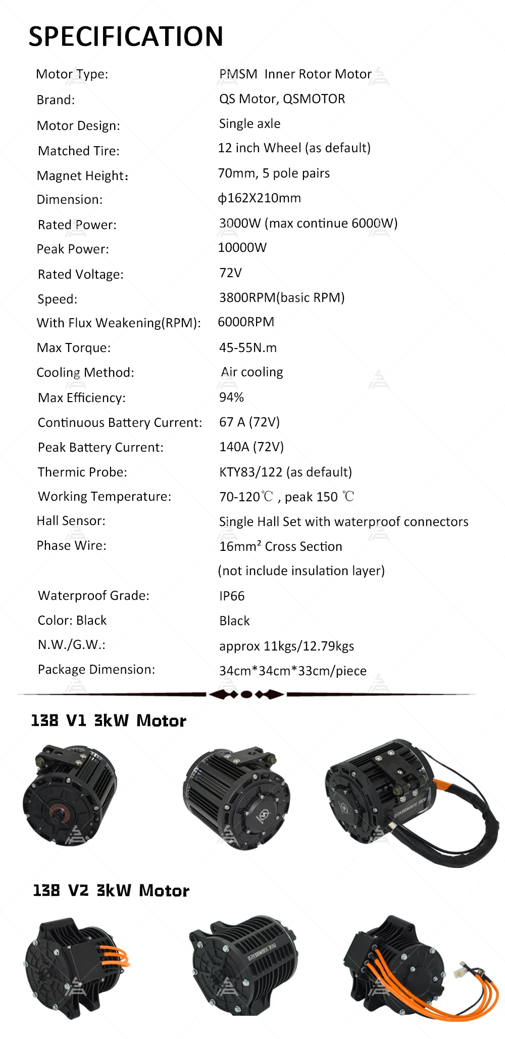 QSMOTOR 138 3000W V2 Version 7 - Mid Drive Motor Kit 72V 3000W ulasan dan harga